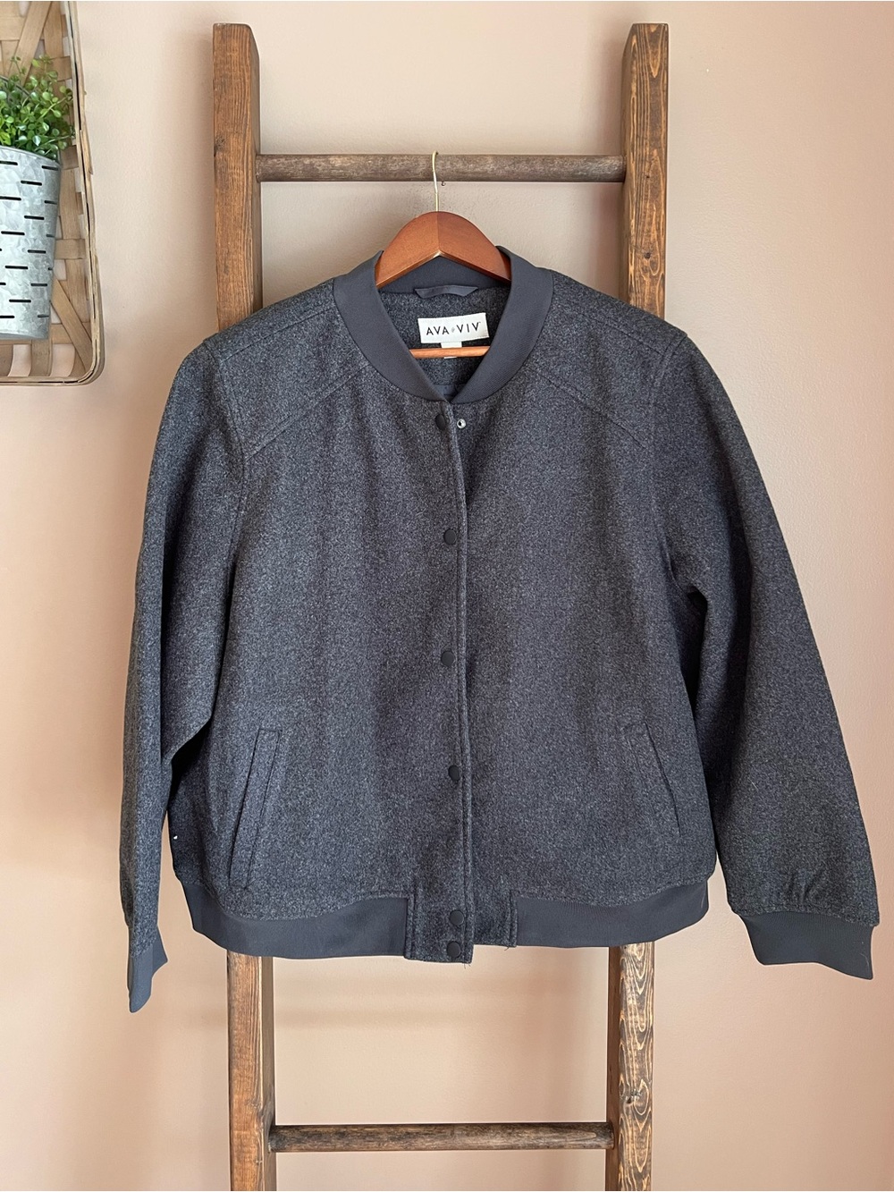 Ava & Viv Dark Gray Bomber Jacket